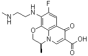structure of CAS# 151250-76-9, (S)-9-Fluoro-2,3-dihydro-3-methyl-10-[[2-(methylamino)ethyl]amino]-7-oxo-7H-pyrido[1,2,3-de]-1,4-benzoxazine-6-carboxylic acid