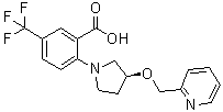 结构式 CAS# 1515856-92-4, 2-[(3S)-3-(2-吡啶基甲氧基)-1-吡咯烷基]-5-(三氟甲基)苯甲酸