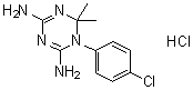 structure of CAS# 152-53-4, Cycloguanil hydrochloride;1-(4-Chlorophenyl)-1,6-dihydro-6,6-dimethyl-1,3,5-triazine-2,4-diamine monohydrochloride; BN 2410; Chlorcycloguanil; Chloroguanide triazine hydrochloride; Cycloguanil hydrochloride; NSC 3074