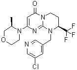 结构式 CAS# 1523406-39-4, (8S)-9-[(5-氯-3-吡啶基)甲基]-6,7,8,9-四氢-2-[(3R)-3-甲基-4-吗啉基]-8-(三氟甲基)-4H-嘧啶并[1,2-a]嘧啶-4-酮