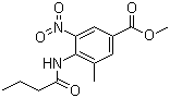 structure of CAS# 152628-01-8, Methyl 4-(butyrylamino)-3-methyl-5-nitrobenzoate;3-Methyl-5-nitro-4-[(1-oxobutyl)amino]-benzoic acid methyl ester
