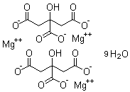structure of CAS# 153531-96-5, Magnesium citrate tribasic nonahydrate
