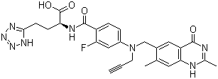 结构式 CAS# 153537-73-6, 普来曲塞; (2S)-2-((4-(((2,7-二甲基-4-氧代-1,4-二氢喹唑啉-6-基)甲基)(丙-2-炔基)氨基)-2-氟苯甲酰)氨基)-4-(1H-四唑-5-基)丁酸