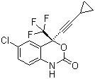 structure of CAS# 154598-52-4, Efavirenz;(4S)-6-Chloro-4-(cyclopropylethynyl)-1,4-dihydro-4-(trifluoromethyl)-2H-3,1-benzoxazin-2-one