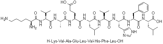 L-Lysyl-L-valyl-L-alanyl-L-alpha-glutamyl-L-leucyl-L-valyl-L-histidyl-L-phenylalanyl-L-leucine molecular structure (CAS 154652-79-6)
