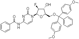 结构式 CAS# 154771-33-2, N-[1-[5-O-[二(4-甲氧基苯基)苯甲基]-2-脱氧-2-氟-beta-D-阿拉伯呋喃糖基]-1,2-二氢-2-氧代-4-嘧啶基]苯甲酰胺