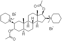 structure of CAS# 15500-66-0, Pancuronium bromide ;1,1'-[(2b,3a,5a,16b,17b)-3,17-Bis(acetyloxy)androstane-2,16-diyl]bis(1-methylpiperidinium) dibromide