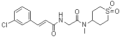 structure of CAS# 1550008-55-3, (2E)-3-(3-Chlorophenyl)-N-[2-[methyl(tetrahydro-1,1-dioxido-2H-thiopyran-4-yl)amino]-2-oxoethyl]-2-propenamide