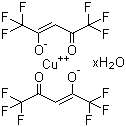 structure of CAS# 155640-85-0, Copper(II) hexafluoroacetylacetonate hydrate;(SP-4-1)-Bis(1,1,1,5,5,5-hexafluoro-2,4-pentanedionato-O,O')copper hydrate