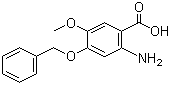 structure of CAS# 155666-33-4, 2-Amino-5-methoxy-4-(phenylmethoxy)-benzoic acid;4-Benzyloxy-5-methoxyanthranilic acid