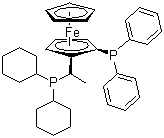 结构式 CAS# 155806-35-2, (2R)-1-[(1R)-1-(二环己基膦基)乙基]-2-二苯基膦基二茂铁