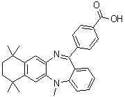 结构式 CAS# 155877-83-1, 4-(7,8,9,10-四氢-5,7,7,10,10-五甲基-5H-苯并[e]萘并[2,3-b][1,4]二氮杂卓-13-基)苯甲酸