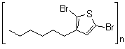结构式 CAS# 156074-98-5, 2,5-二溴-3-己基噻吩均聚物