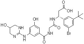 结构式 CAS# 1564286-55-0, (3S)-N-[3-羟基-5-[(1,4,5,6-四氢-5-羟基-2-嘧啶基)氨基]苯甲酰基]甘氨酰-3-[3-溴-5-(叔丁基)苯基]-beta-丙氨酸