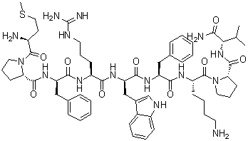 L-Methionyl-L-prolyl-D-phenylalanyl-L-arginyl-D-tryptophyl-L-phenylalanyl-L-lysyl-L-prolyl-L-valinamide molecular structure (CAS 158563-45-2)