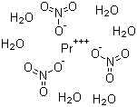 结构式 CAS# 15878-77-0, 硝酸镨(III)六水合物; 六水合硝酸镨