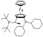 结构式 CAS# 158923-11-6, [(R)-1-[(S)-2-(二环己基膦)二茂铁基]乙基]二叔丁基膦