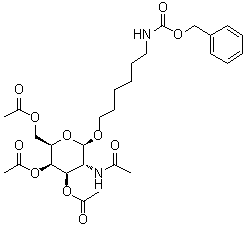 结构式 CAS# 159173-77-0, N-[6-[[3,4,6-三-O-乙酰基-2-(乙酰氨基)-2-脱氧-beta-D-吡喃半乳糖基]氧基]己基]氨基甲酸苄酯
