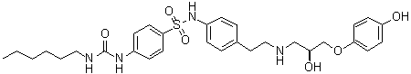 结构式 CAS# 159182-43-1, 4-[[(己基氨基)羰基]氨基]-N-[4-[2-[[(2S)-2-羟基-3-(4-羟基苯氧基)丙基]氨基]乙基]苯基]苯磺酰胺