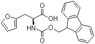 structure of CAS# 159611-02-6, Fmoc-L-2-Furylalanine;(alphaS)-alpha-[[(9H-Fluoren-9-ylmethoxy)carbonyl]amino]-2-furanpropanoic acid; (S)-alpha-[[(9H-Fluoren-9-ylmethoxy)carbonyl]amino]-2-furanpropanoic acid