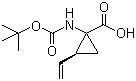 结构式 CAS# 159622-10-3, (1R,2S)-1-叔丁氧羰基氨基-2-乙烯基环丙烷甲酸