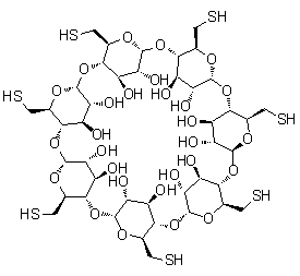 七(6-硫代-6-脱氧)-beta-环糊精分子结构 (CAS 160661-60-9)
