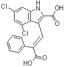 structure of CAS# 161230-88-2, 3-[(1E)-2-Carboxy-2-phenylethenyl]-4,6-dichloro-1H-indole-2-carboxylic acid;MDL 105519
