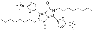 2,5-Dihydro-2,5-dioctyl-3,6-bis[5-(trimethylstannyl)-2-thienyl]pyrrolo[3,4-c]pyrrole-1,4-dione molecular structure (CAS 1613705-06-8)