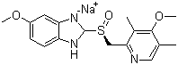 structure of CAS# 161796-78-7, Esomeprazole sodium;5-Methoxy-2-((S)-((4-methoxy-3,5-dimethyl-2-pyridyl)methyl)sulfinyl-1H-benzimidazole sodium salt