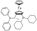 (1S)-1-(Dicyclohexylphosphino)-2-[(1S)-1-(diphenylphosphino)ethyl]ferrocene molecular structure (CAS 162291-01-2)