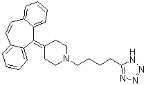 structure of CAS# 162640-98-4, 4-(5H-Dibenzo[a,d]cyclohepten-5-ylidene)-1-[4-(1H-tetrazol-5-yl)butyl]piperidine;AT 56