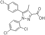 结构式 CAS# 162758-35-2, 1-(2,4-二氯苯基)-5-对氯苯基-4-甲基-吡唑-3-甲酸