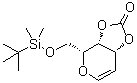 structure of CAS# 163228-38-4, 2,6-Anhydro-5-deoxy-1-O-[(1,1-dimethylethyl)dimethylsilyl]-D-arabino-hex-5-enitol cyclic carbonate