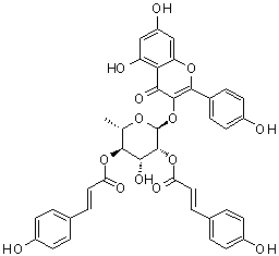 Kaempferol 3-O-alpha-L-[2,4-di-(E)-p-coumaroyl]rhamnopyranoside molecular structure (CAS 163434-73-9)