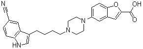 结构式 CAS# 163521-19-5, 5-[4-[4-(5-氰基-1H-吲哚-3-基)丁基]-1-哌嗪基]-2-苯并呋喃羧酸