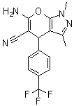 6-Amino-1,4-dihydro-1,3-dimethyl-4-[4-(trifluoromethyl)phenyl]pyrano[2,3-c]pyrazole-5-carbonitrile molecular structure (CAS 1637739-82-2)
