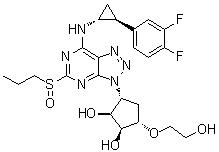 (1S,2S,3R,5S)-3-[7-[[(1R,2S)-2-(3,4-Difluorophenyl)cyclopropyl]amino]-5-(propylsulfinyl)-3H-1,2,3-triazolo[4,5-d]pyrimidin-3-yl]-5-(2-hydroxyethoxy)-1,2-cyclopentanediol molecular structure (CAS 1644461-85-7)