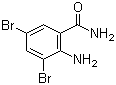 结构式 CAS# 16524-04-2, 2-氨基-3,5-二溴苯甲酰胺