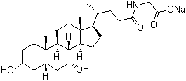 结构式 CAS# 16564-43-5, 甘氨鹅脱氧胆酸钠