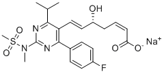 structure of CAS# 1659301-59-3, Rosuvastatin Impurity 3;(R,2Z,6E)-7-(4-(4-fluorophenyl)-6-isopropyl-2-(N-methylmethylsulfonamido)pyrimidin-5-yl)-5-hydroxyhepta-2,6-dienoic acid, sodium salt