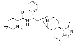 5,5-Difluoro-1-methyl-N-[(1S)-3-[(3-exo)-3-[3-methyl-5-(1-methylethyl)-4H-1,2,4-triazol-4-yl]-8-azabicyclo[3.2.1]oct-8-yl]-1-phenylpropyl]-2-piperidinecarboxamide molecular structure (CAS 1673575-96-6)