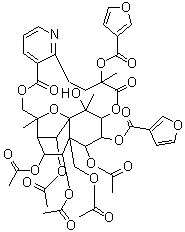 structure of CAS# 168009-85-6, 18-O-(3-Furoyl)wilfortrine;Triptonine B; Triptonine B (Tripterygium wilfordii); Wilfortrine 26-(3-furoate)