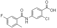 structure of CAS# 168080-49-7, 2-Chloro-4-[(5-fluoro-2-methylbenzoyl)amino]benzoic acid