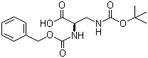 structure of CAS# 16947-84-5, L-N-Cbz-3-N-Boc-Amino-alanine;(2S)-3-[(2-Methylpropan-2-yl)oxycarbonylamino]-2-(phenylmethoxycarbonylamino)propanoic acid