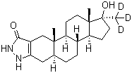 结构式 CAS# 170082-17-4, (5beta,17beta)-17-羟基-17-(甲基-d3)-2'H-雄甾-2-烯并[3,2-c]吡唑-5'(1'H)-酮