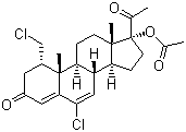 structure of CAS# 17183-98-1, (1alpha)-17-(Acetyloxy)-6-chloro-1-(chloromethyl)pregna-4,6-diene-3,20-dione;6-Chloro-1alpha-(chloromethyl)-17-hydroxypregna-4,6-diene-3,20-dione acetate