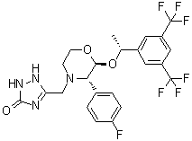 [2S-[2alpha(S*),3beta]]-5-[[2-[1-[3,5-Bis(trifluoromethyl)phenyl]ethoxy]-3-(4-fluorophenyl)-4-morpholinyl]methyl]-1,2-dihydro-3H-1,2,4-triazol-3-one molecular structure (CAS 172822-28-5)