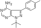 structure of CAS# 172889-26-8, 1-(1,1-Dimethylethyl)-3-(4-methylphenyl)-1H-pyrazolo[3,4-d]pyrimidin-4-amine;AGL 1872; EI 275; PP 1; PP 1 (enzyme inhibitor)