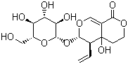 结构式 CAS# 17388-39-5, 獐牙菜苦甙; 獐牙菜苦苷; 5-乙烯基-6-(beta-D-吡喃葡糖氧基)-4,4a,5,6-四氢-4a-羟基-1H,3H-吡喃并[3,4-C]吡喃-1-酮
