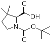 结构式 CAS# 174060-98-1, (S)-N-Boc-3,3-二甲基吡咯烷-2-甲酸; (S)-N-叔丁氧羰基-3,3-二甲基吡咯烷-2-甲酸